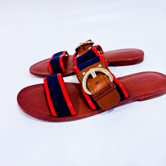 COACH Navy and red flat sandals - Picture 9 of 10